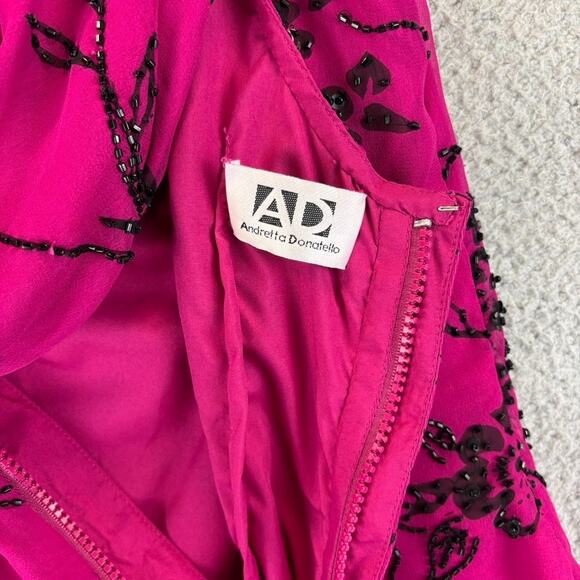 Vtg Andretta Donatello Silk Top Medium Asian Cocktail Evening Beaded Draped Neck - Picture 3 of 8